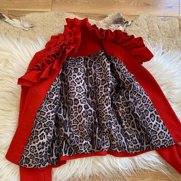 Red Ruffle Statement Blazer Jacket - Picture 4 of 7